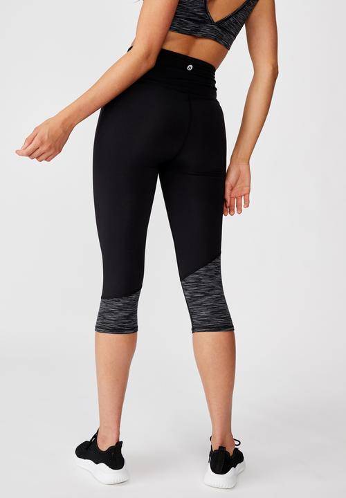 Cotton On - Panelled hem capri tights - black