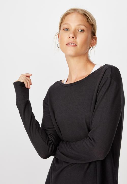 Cotton On - Back twist long sleeve top - navy