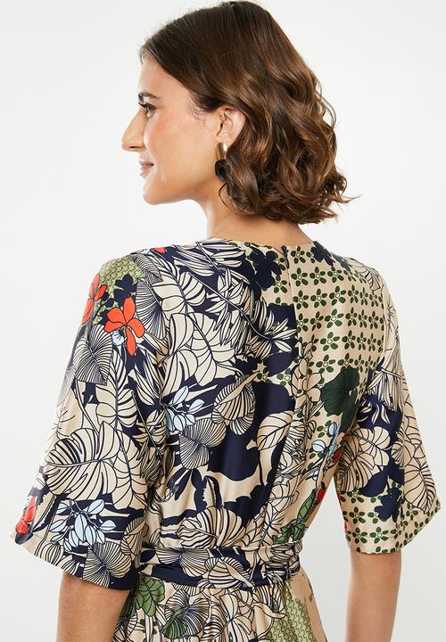edit - Satin wrap jumpsuit - multi 