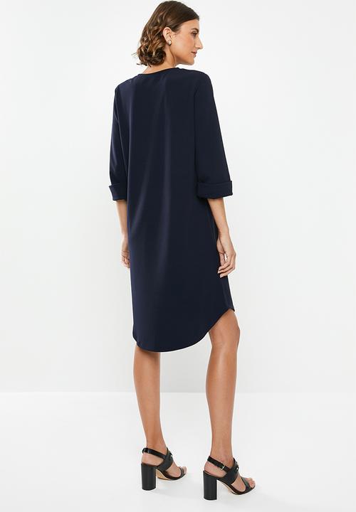 edit - Crepe tunic dress - navy