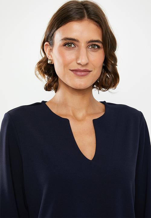 edit - Crepe tunic dress - navy