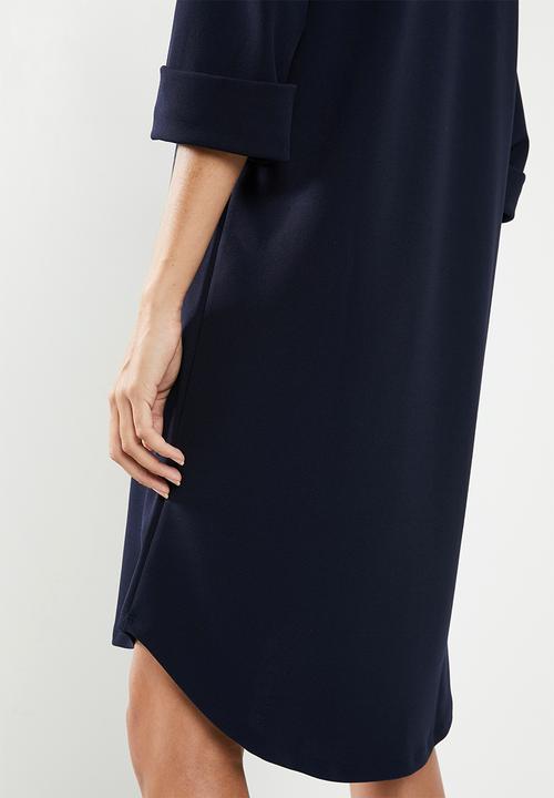 edit - Crepe tunic dress - navy