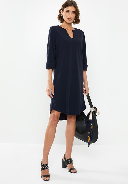 edit - Crepe tunic dress - navy