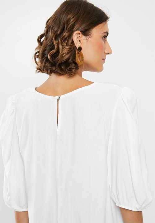 edit - Boxy blouse round neck - white