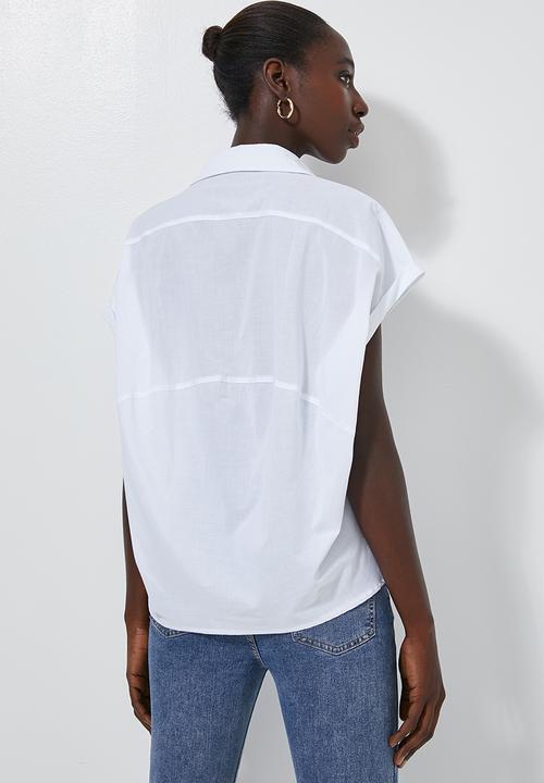 Superbalist - V-neck shell with grown on sleeve - white