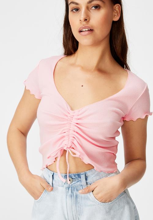 Factorie - Ss pull front rib top - fairytale pink