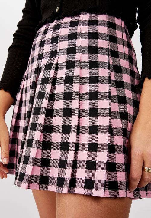 Factorie - Pleated skirt - pink/gingham