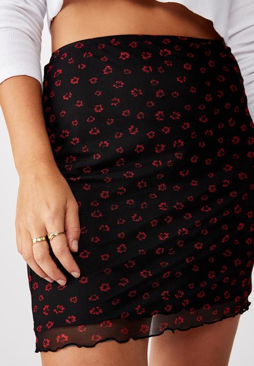 Factorie - Mesh skirt lola ditsy - black