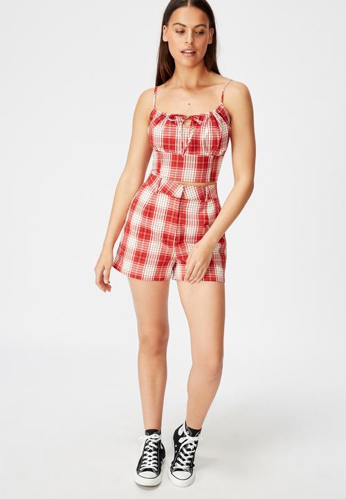 Factorie - Fitted mini shorts bailey check - red
