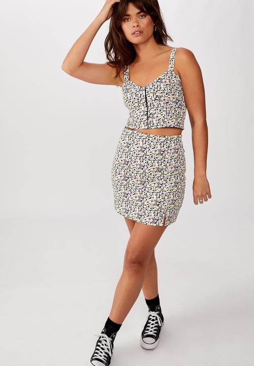 Factorie - Double split mini skirt malia mixed - floral