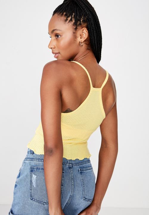 Factorie - Textured henley racer back singlet - popcorn