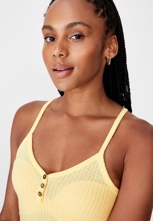 Factorie - Textured henley racer back singlet - popcorn