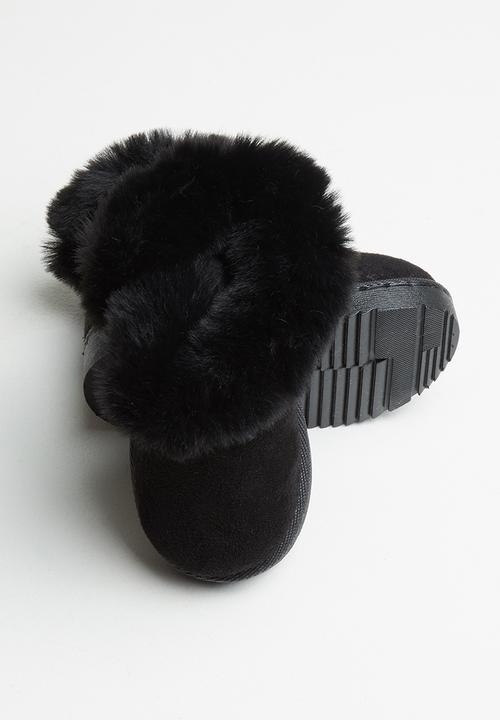 Pop Candy - Faux fur lined boot - black