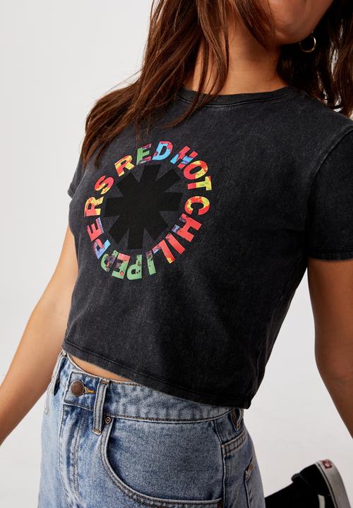 Factorie - Lcn fitted graphic T-shirt red hot chilli peppers - washed black