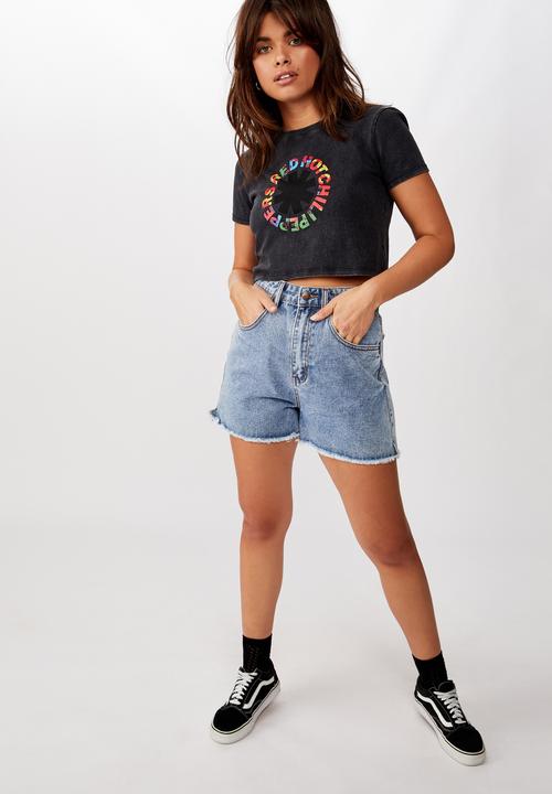 Factorie - Lcn fitted graphic T-shirt red hot chilli peppers - washed black