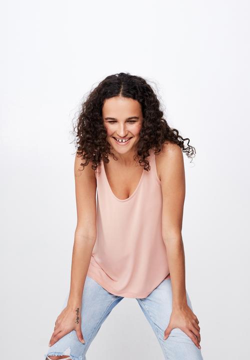 Cotton On - Tia scooped high low tank - pink 