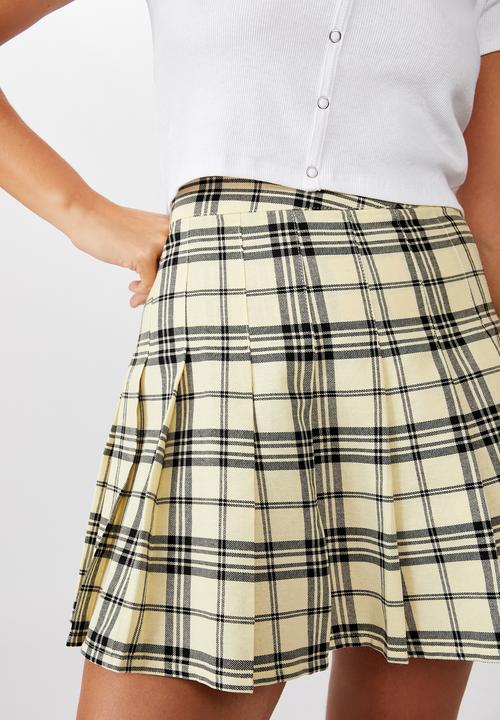 Factorie - Pleated skirt - pastel yellow check