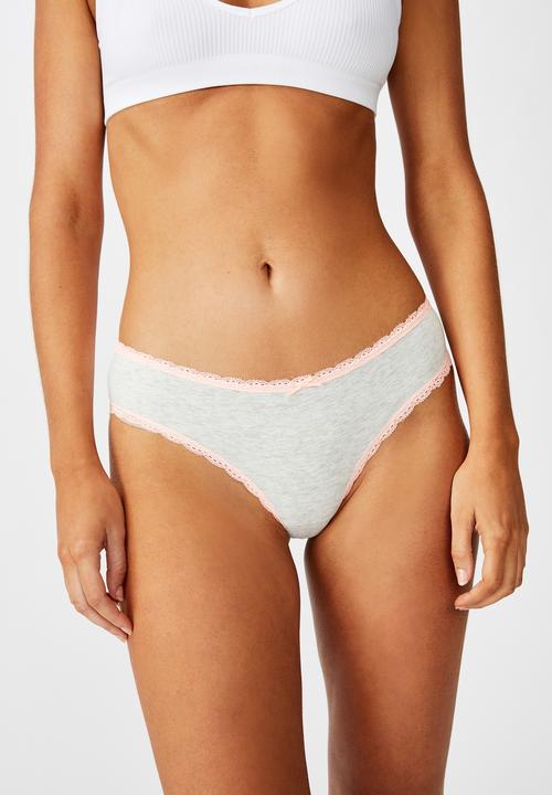 Cotton On - Charlotte lace trim bikini brief - grey