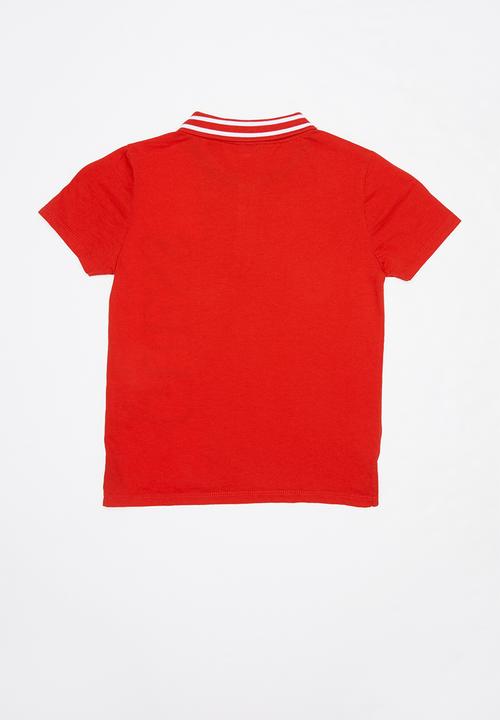 GUESS - Teens short sleeve vertical Guess polo - red