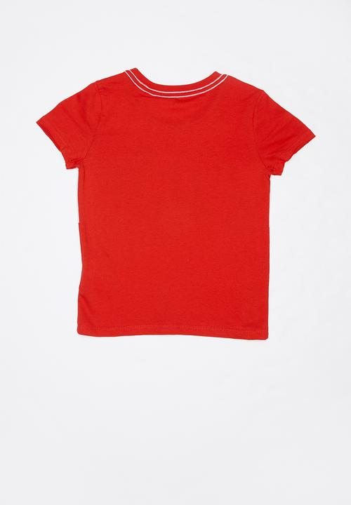 GUESS - Teens short sleeve Guess printed raw edge tee - red