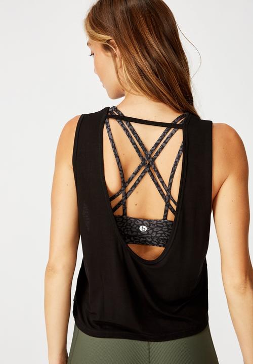 Cotton On - Cropped keyhole washed tank top - black