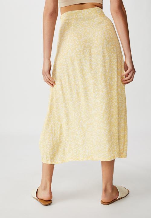 Cotton On - Summer button midi skirt - taylah ditsy sundress yellow