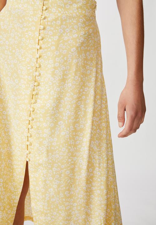 Cotton On - Summer button midi skirt - taylah ditsy sundress yellow