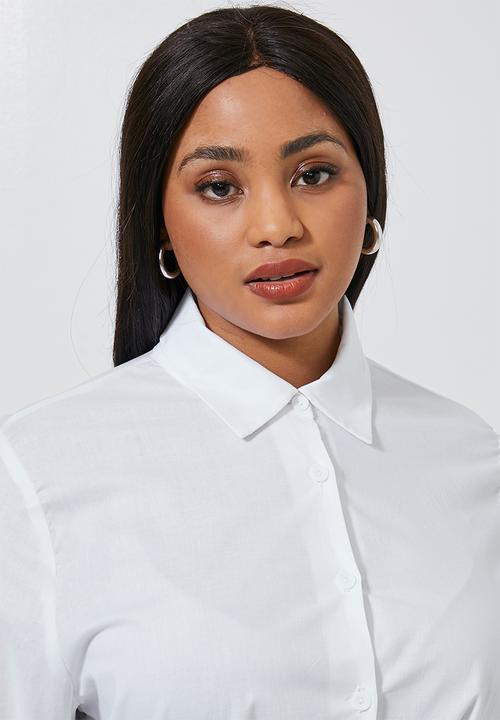 Superbalist - Dipped hem shirt dress - white