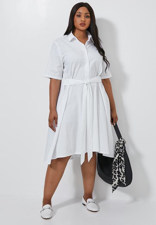 Superbalist - Dipped hem shirt dress - white
