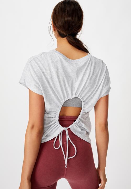 Cotton On - Drop sleeve tie back T-shirt - grey