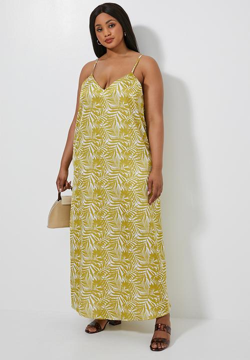 Superbalist - Plus satin slip dress - yellow & white