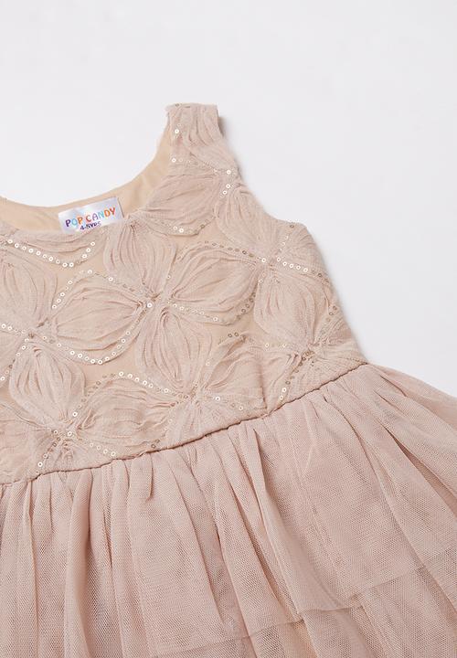 Pop Candy - Tiered combo dress - beige 
