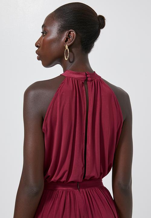 Superbalist - High neck maxi with slit - burgundy