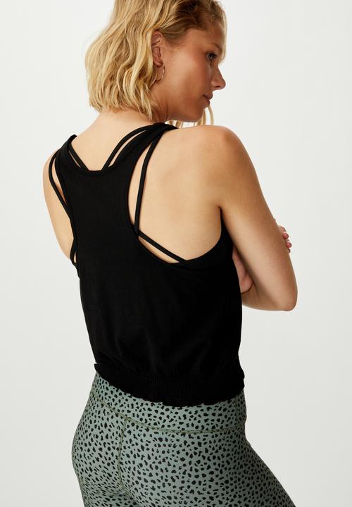 Cotton On - Ruched hem tank top - black