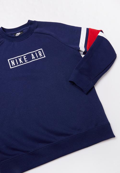 Nike - B Nike air long sleeve crew - blue & red