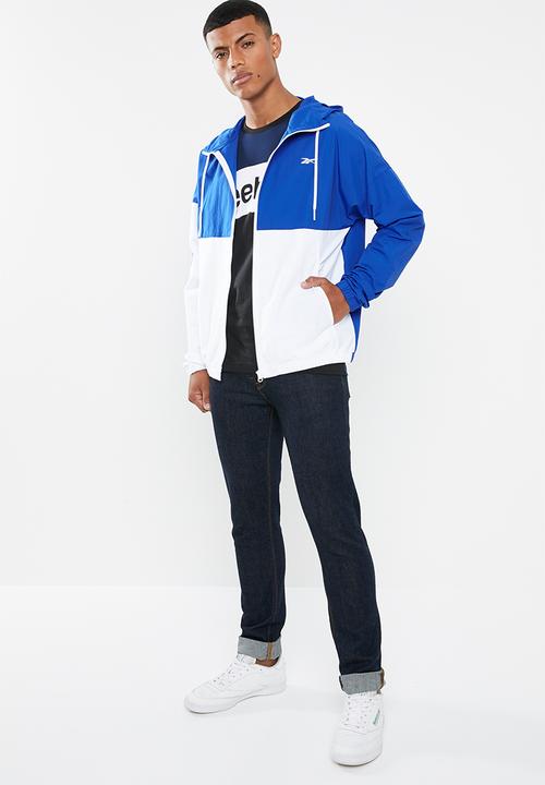 Reebok - Training essentials linear logo windbreaker - blue & white