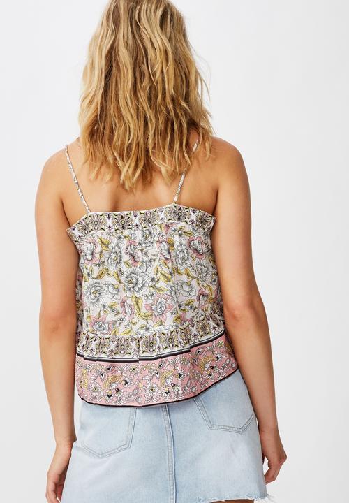 Cotton On - Day dreamer button front cami - floral/icy froze