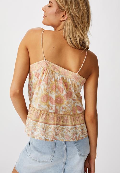 Cotton On - Day dreamer button front cami - floral/apricot