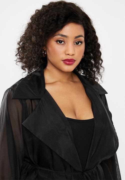 Missguided - Plus organza wrap shirt top - black