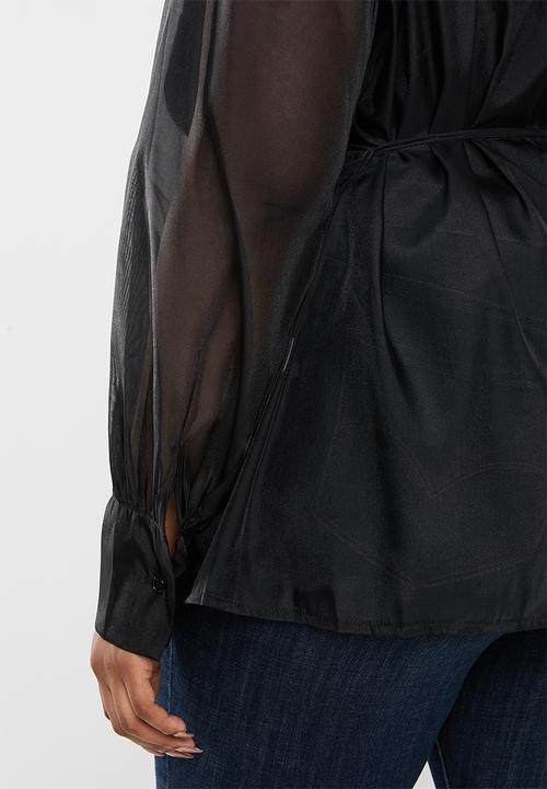 Missguided - Plus organza wrap shirt top - black