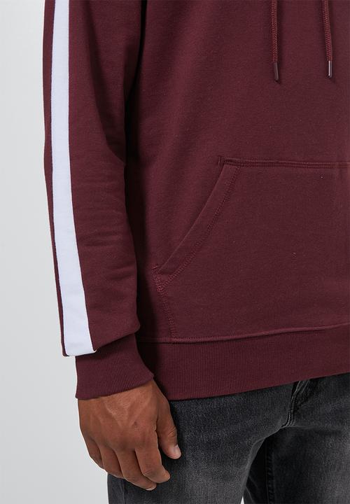 Superbalist - Side stripe pullover sweat hoodie - burgundy