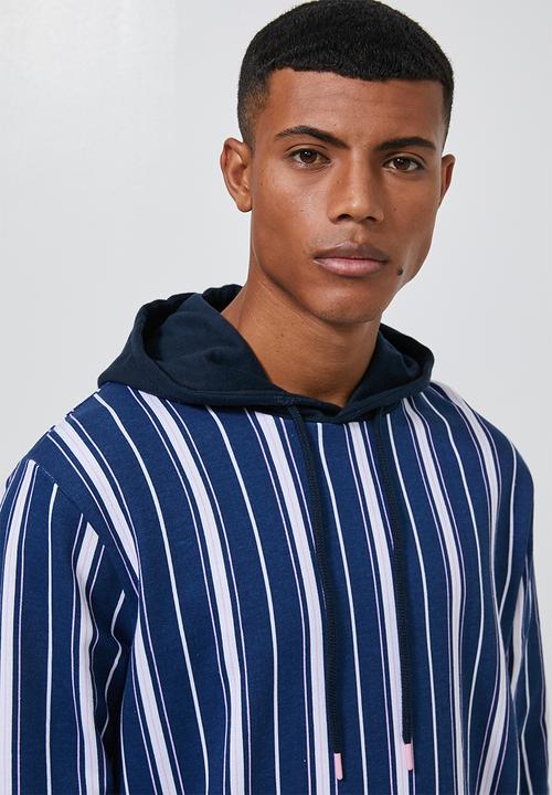 Superbalist - Vertical stripe drawstring hem pullover hoodie - multi