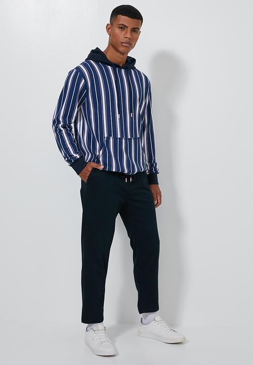 Superbalist - Vertical stripe drawstring hem pullover hoodie - multi
