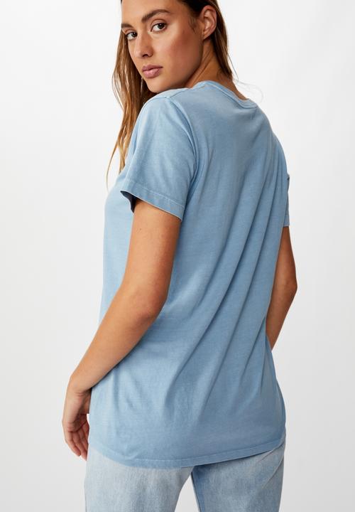 Cotton On - Classic slogan T-shirt doing great - faded denim