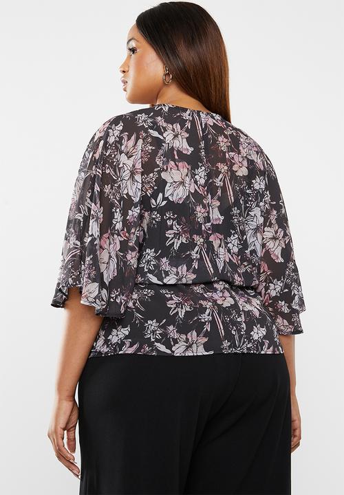 edit Plus - Peplum wrap blouse - multi 