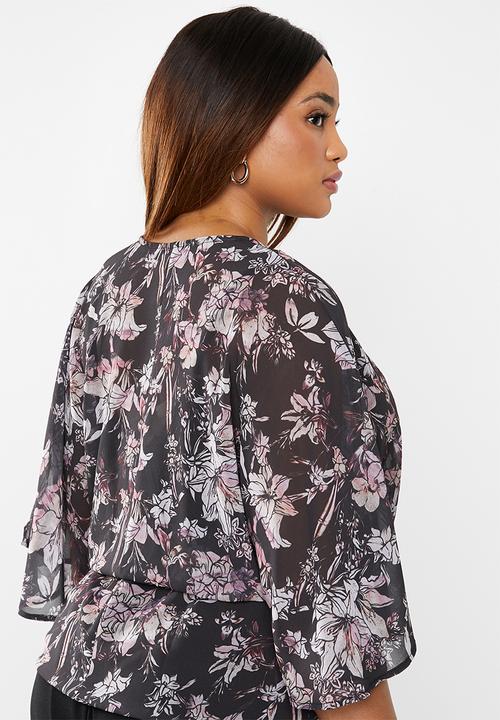 edit Plus - Peplum wrap blouse - multi 
