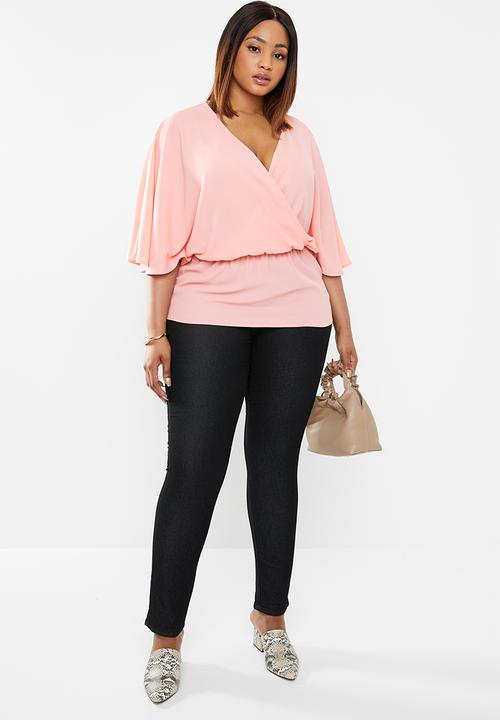 edit Plus - Peplum wrap blouse - pink 