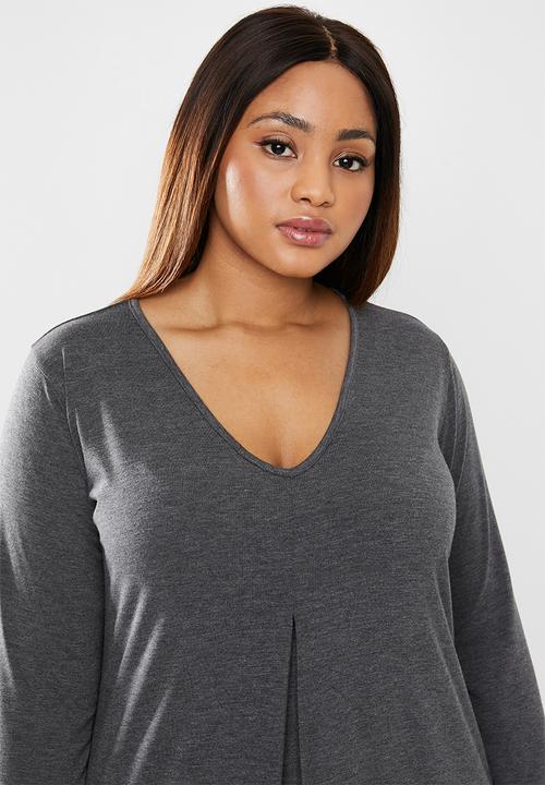 edit Plus - Inverted pleat maxi dress - charcoal 