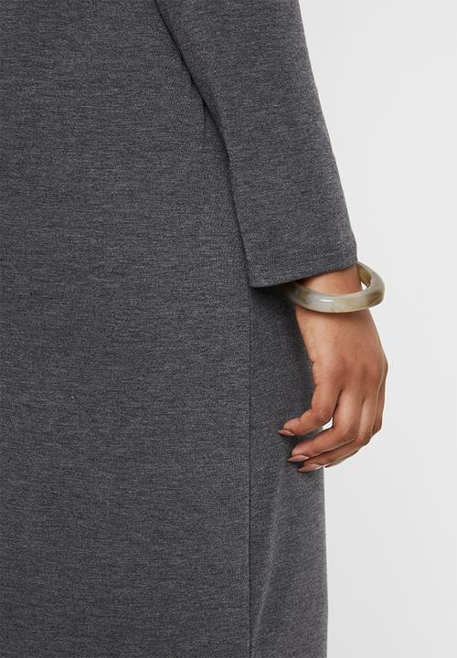 edit Plus - Inverted pleat maxi dress - charcoal 