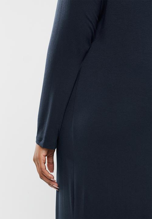 edit Plus - Inverted pleat maxi dress - navy 
